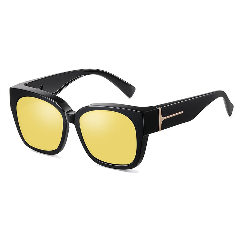 Gafas de sol polarizadas de espejo que se ajustan sobre las gafas para hombres y mujeres para conducir