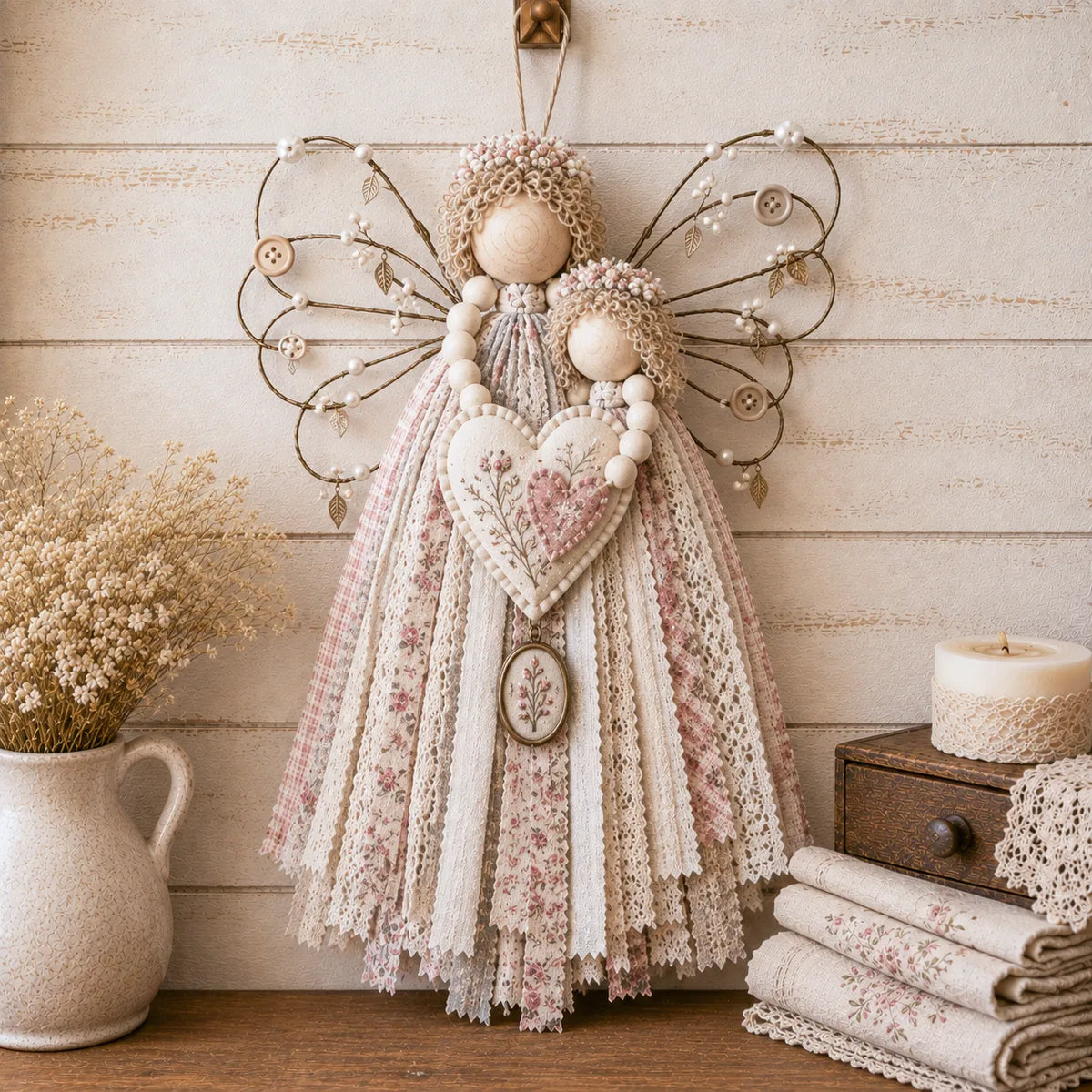 🔥This Week 50% OFF - Angel Fabric Hanging DIY Kit - Stitch a Little Blessing That Stays Forever