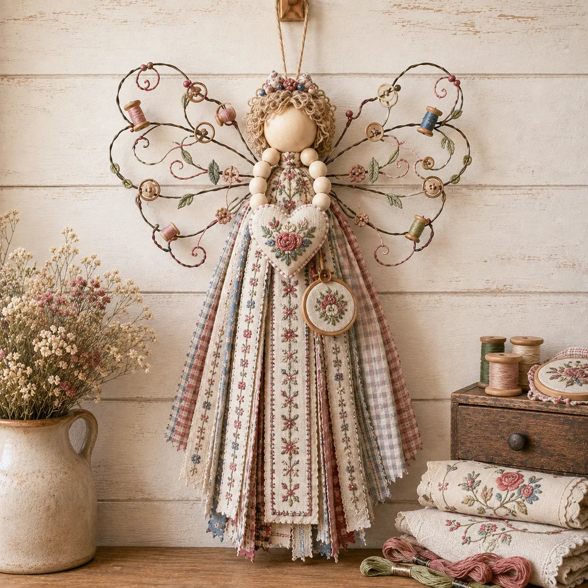 🔥This Week 50% OFF - Angel Fabric Hanging DIY Kit - Stitch a Little Blessing That Stays Forever