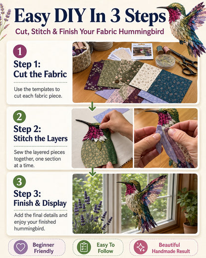 ✨ 3D Patchwork Bird DIY Craft Kit – Create a Layered Fabric Bird Worth Displaying 🐦💕Beginner Friendly