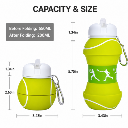 Soccer-themed Silicone Folding Water Bottle