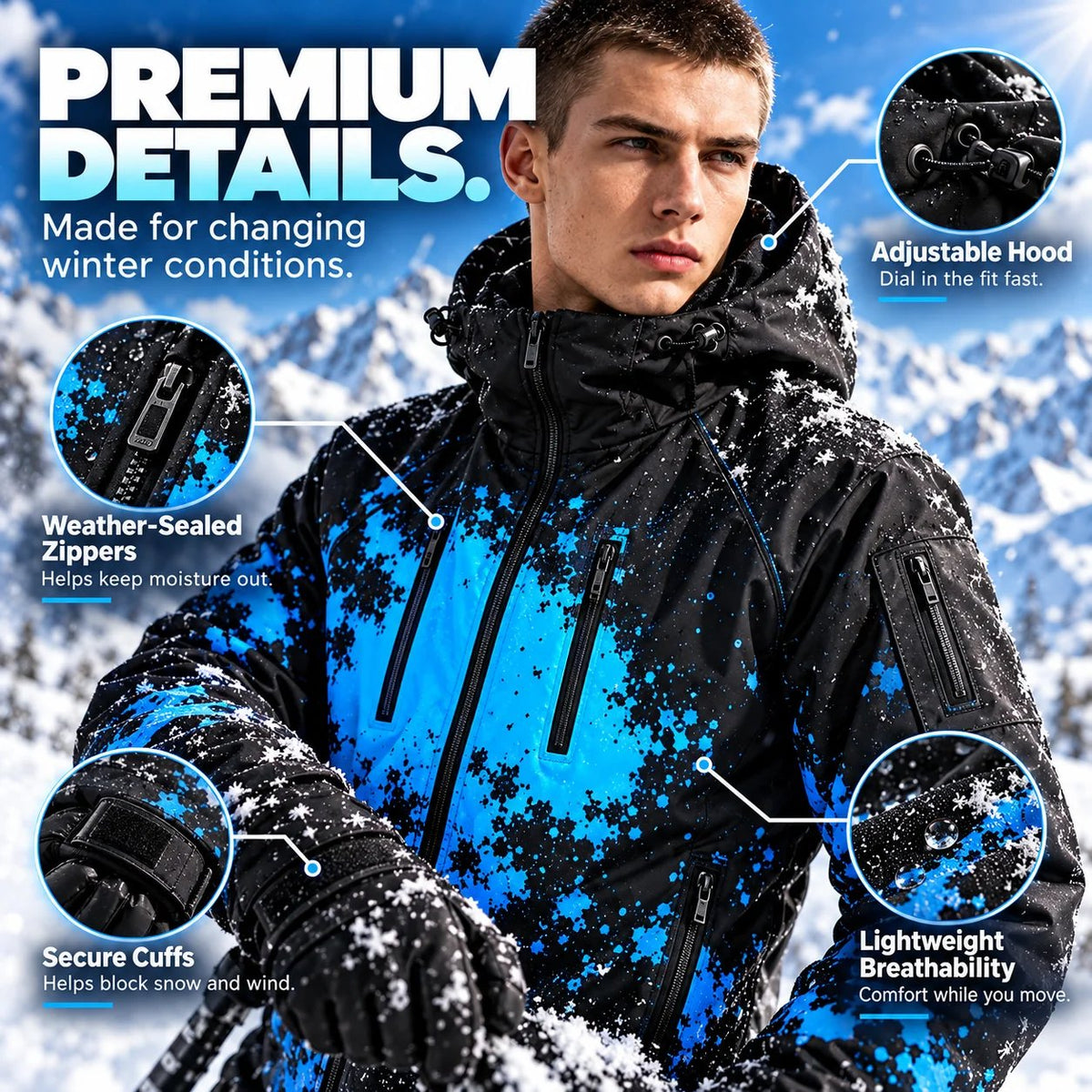 ❄️ Thermochromic Color-Changing Winter Jacket – Temperature-Reactive Ski & Snowboard Coat