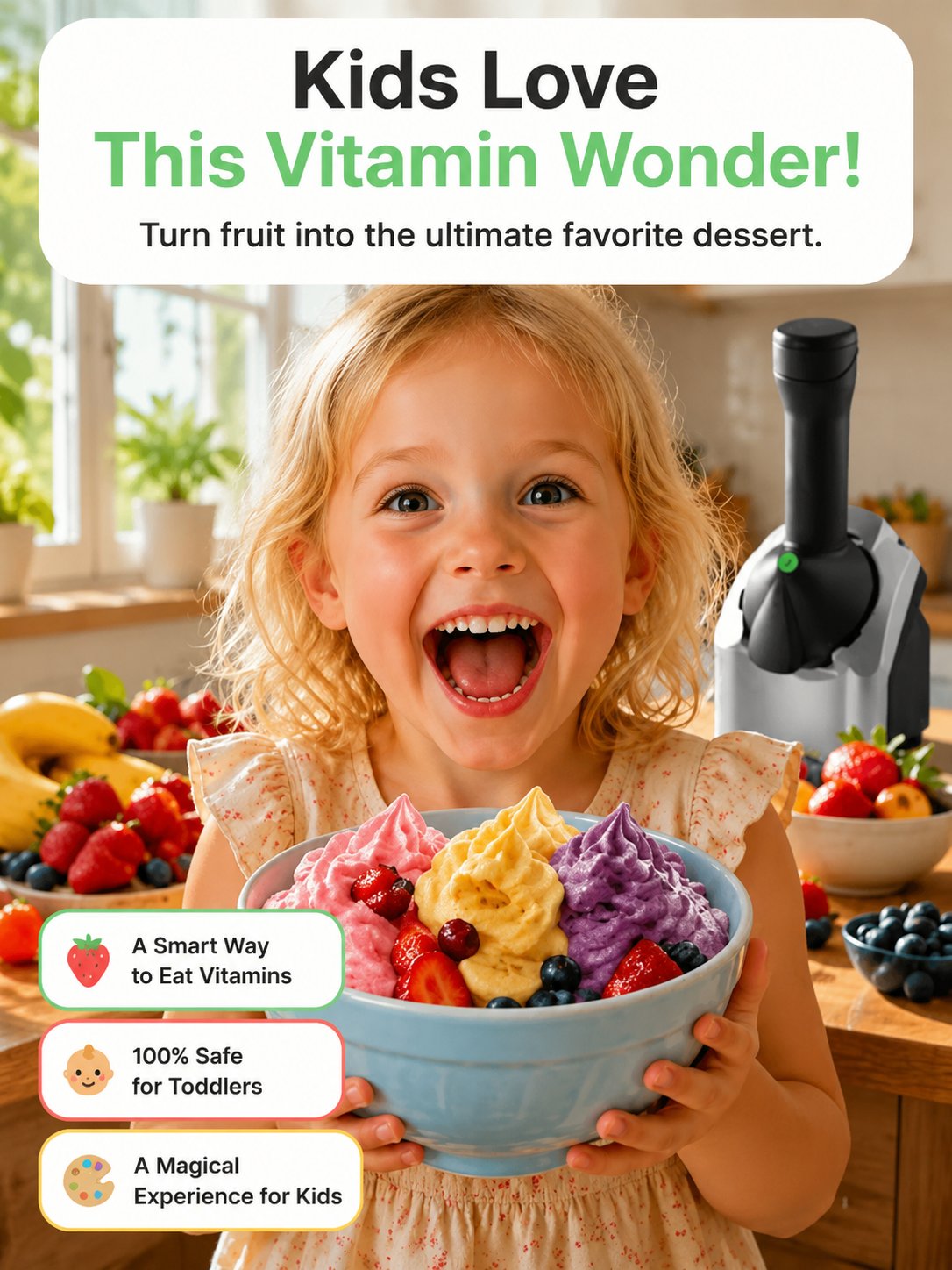 Fully Automatic Ice Cream Maker, Homemade Ice Cream at the Touch of a Button – Guaranteed Foolproof