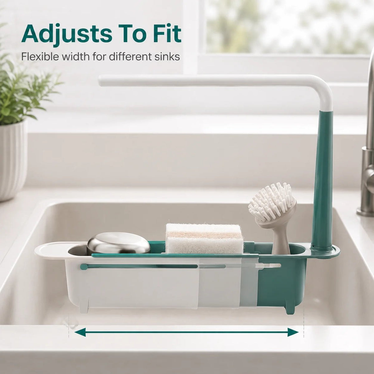 ✨ Adjustable Telescopic Sink Organizer – Drain, Dry & Declutter