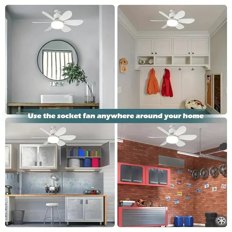 🎁 Ventilador de techo portátil 2 en 1 con luz (incluye control remoto)