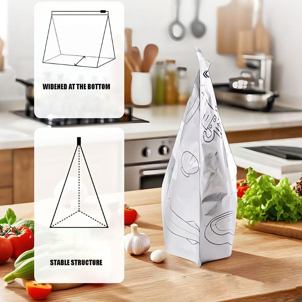 Reusable thickened upright aluminum foil sealing storage bags with labels