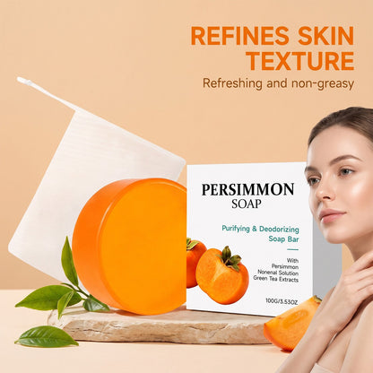 🍊Persimmon Cleansing Soap✨Gentle Foaming Moisturizing Bar For Daily Body Skin Refreshing Odor Care