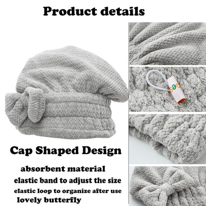 🎀Cute bow drying cap for women, absorbent quick-drying, thickened