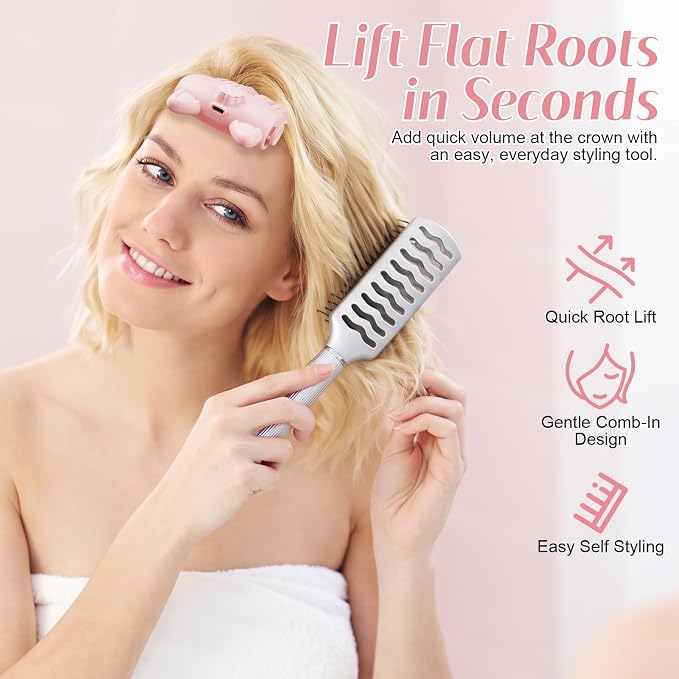 Wireless Heated Volumizing Root Lift Clip - Salon Crown Volume Styling Tool for Fine Flat Hair