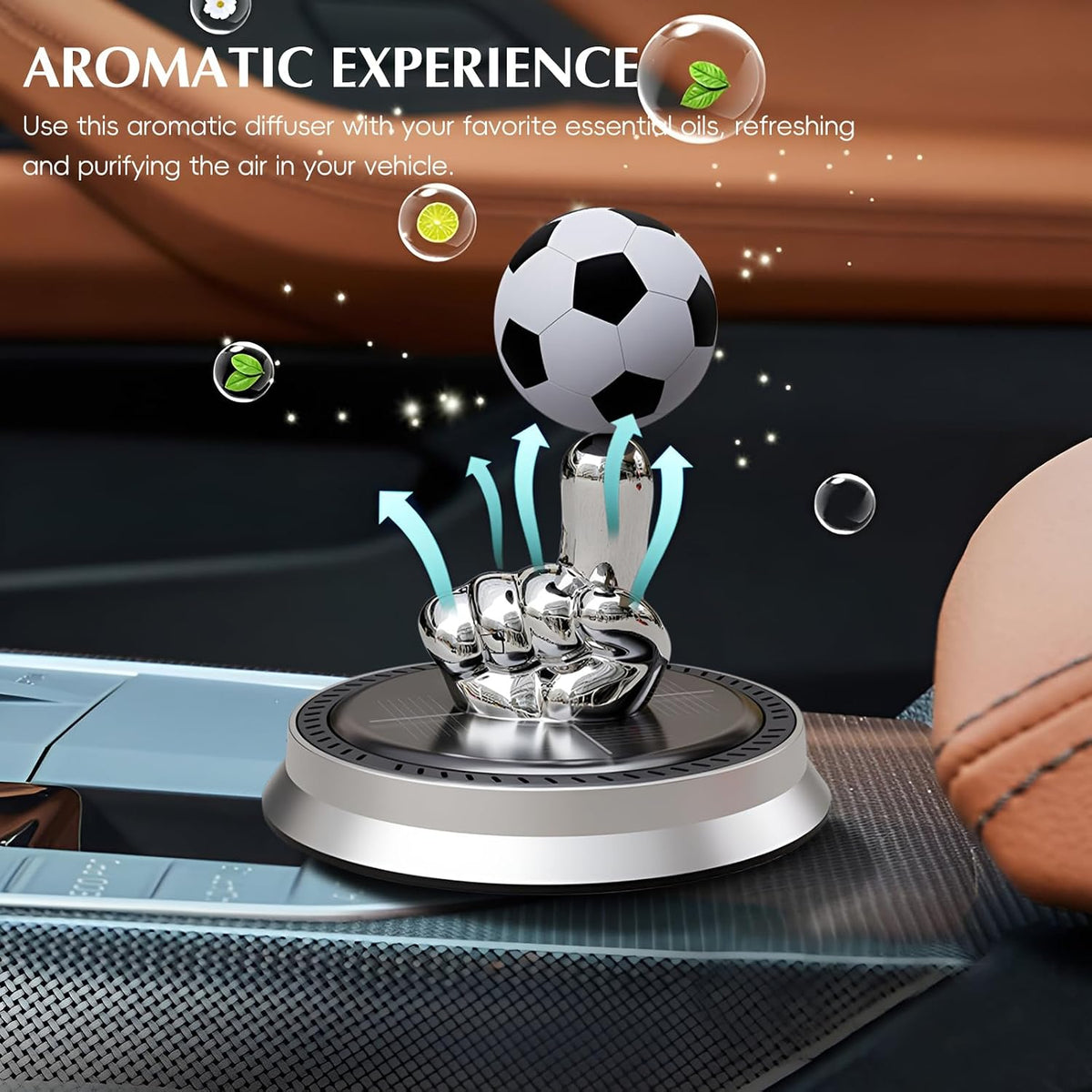 Solar Rotating Soccer Ball Car Diffuser –Send aromatherapy essential oil