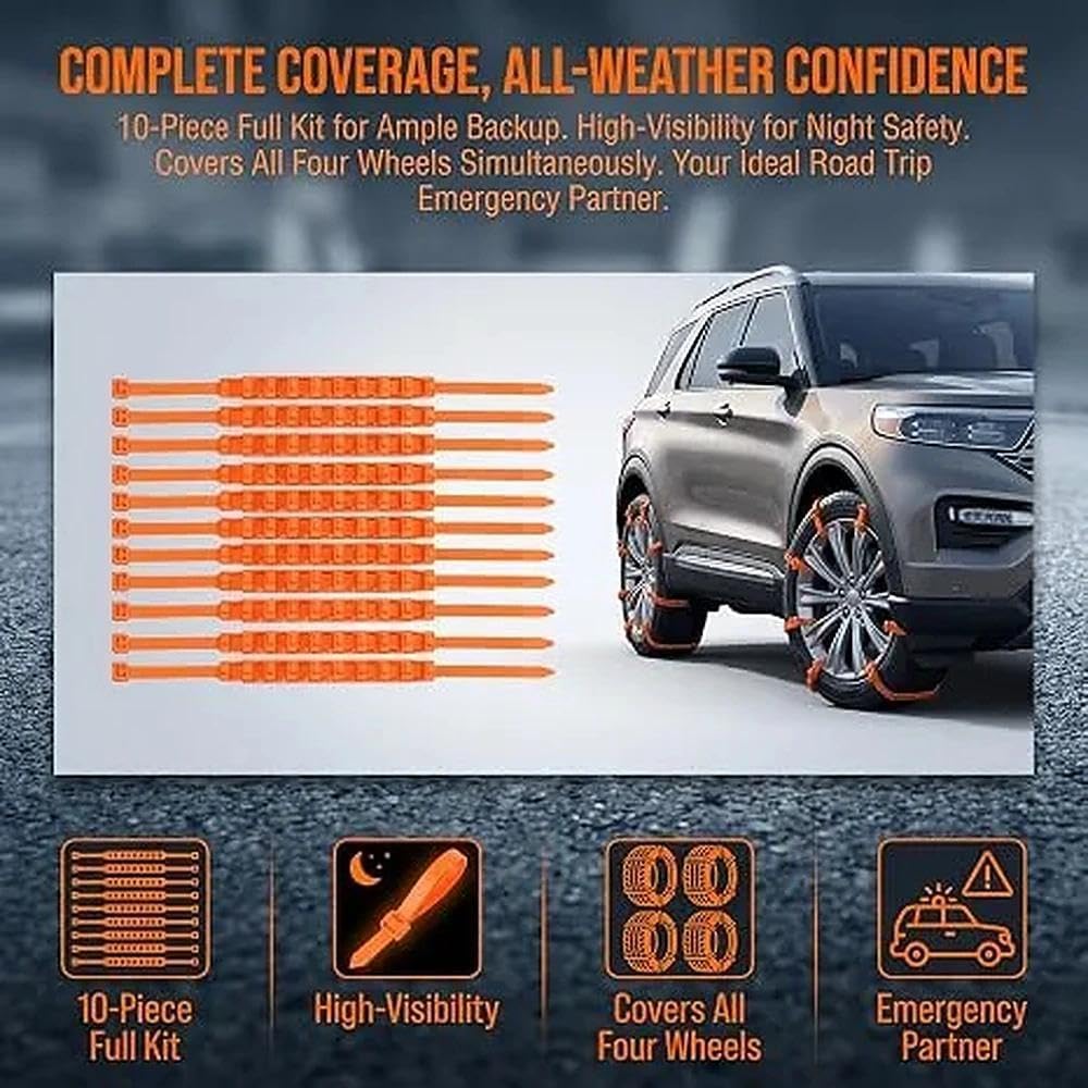 🎉50%OFF✨10 Pcs Winter Car Snow Chains Universal Anti-Skid Tire Chain ❄️