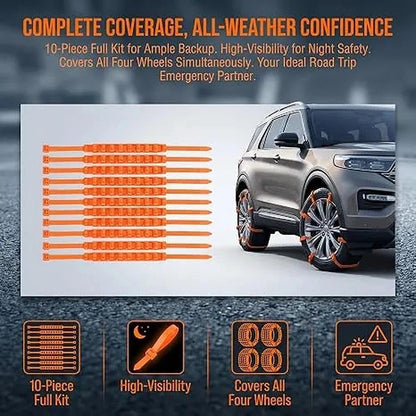 🎉50%OFF✨10 Pcs Winter Car Snow Chains Universal Anti-Skid Tire Chain ❄️