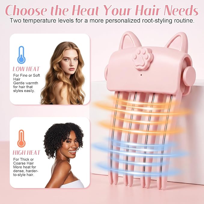 Wireless Heated Volumizing Root Lift Clip - Salon Crown Volume Styling Tool for Fine Flat Hair