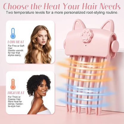 Wireless Heated Volumizing Root Lift Clip - Salon Crown Volume Styling Tool for Fine Flat Hair
