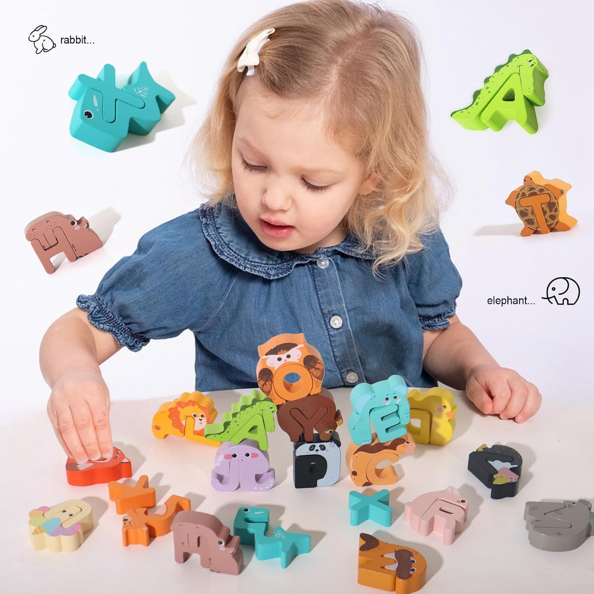 🔤 26-Piece Wooden Letter & Animal Matching Toy – Hands-On Alphabet Mastery, Vibrant Animal Illustrations & Child-Safe Design – Learning Made Fun ✨