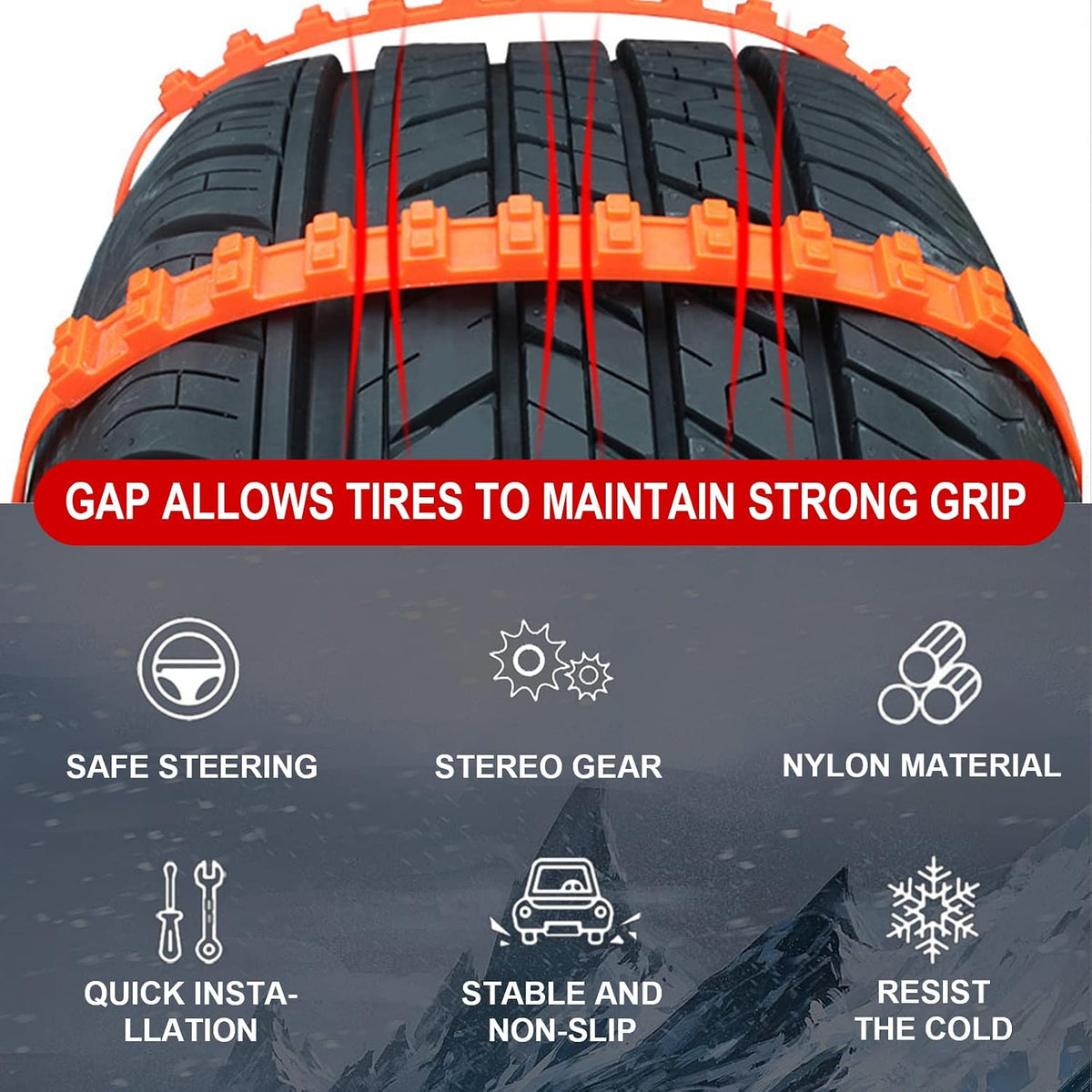 🎉50%OFF✨10 Pcs Winter Car Snow Chains Universal Anti-Skid Tire Chain ❄️