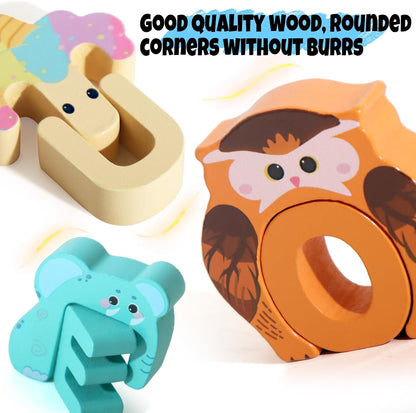 🔤 26-Piece Wooden Letter & Animal Matching Toy – Hands-On Alphabet Mastery, Vibrant Animal Illustrations & Child-Safe Design – Learning Made Fun ✨