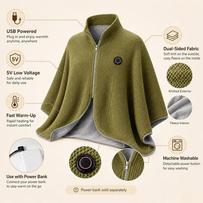 🔥Christmas Sale 50% OFF❄️Portable Soft Zipper Electric Heated Blanket Shawl☀️Warm the entire winter