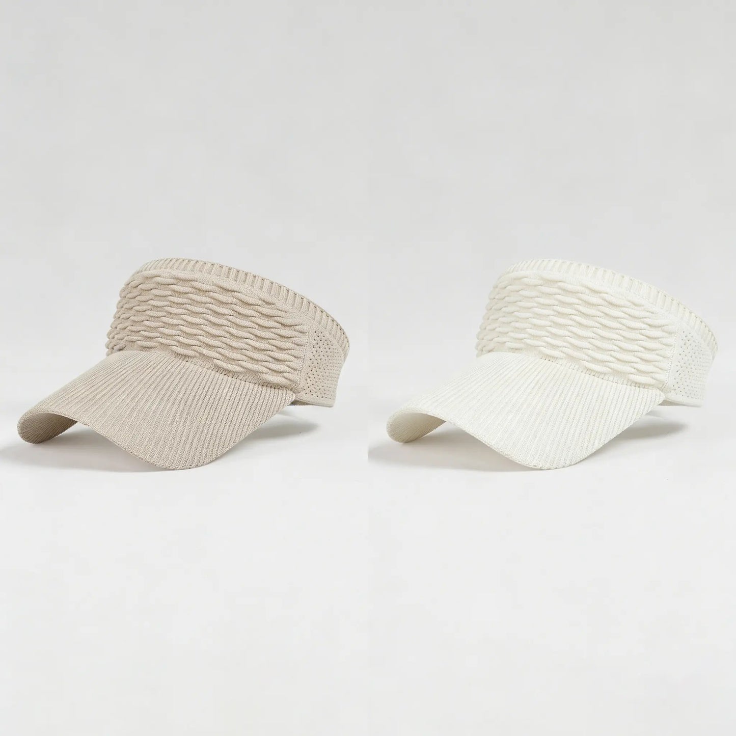 Visera solar de 2 unidades para mujer, abierta por arriba, transpirable, con protección UV y coleta alta