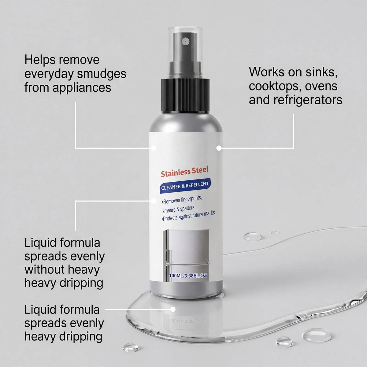 🧽Stainless steel cleaner✨Home Kitchen Appliance Surface Stain Remover & Polish