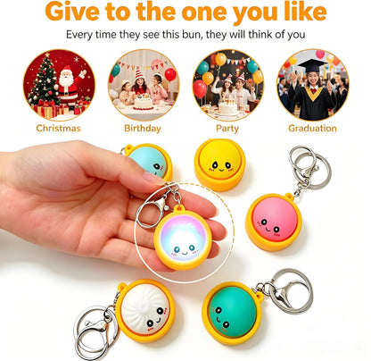 🔥Limited Time 49% OFF🔥Cute Dumpling Pressable Fidget Keychain - touch sensing light