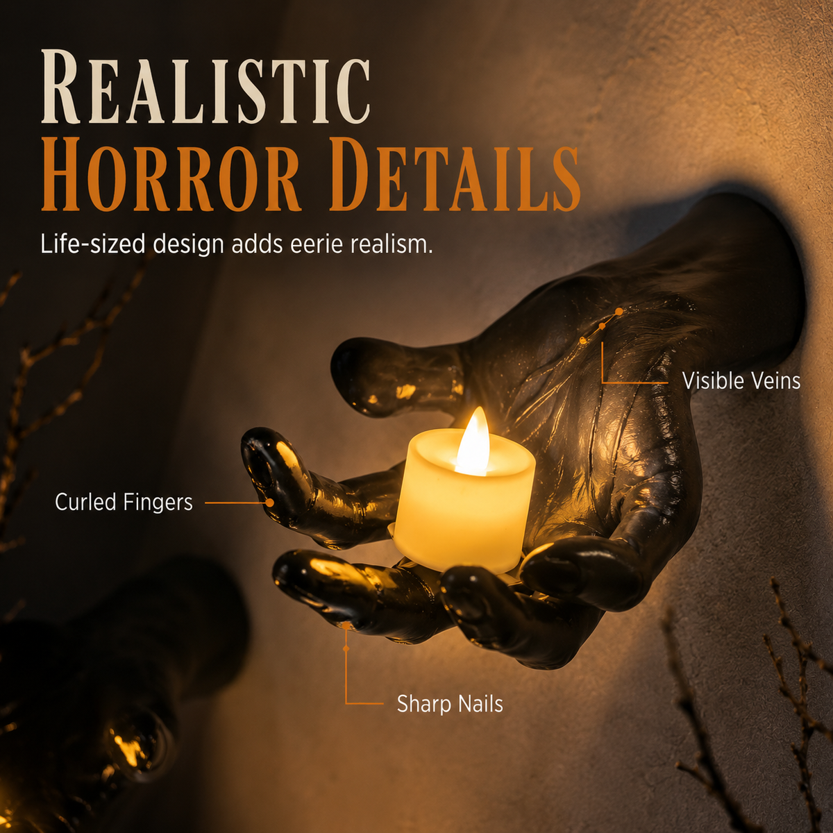 3-Pack Light-Up Creepy Halloween Hands Wall Décor