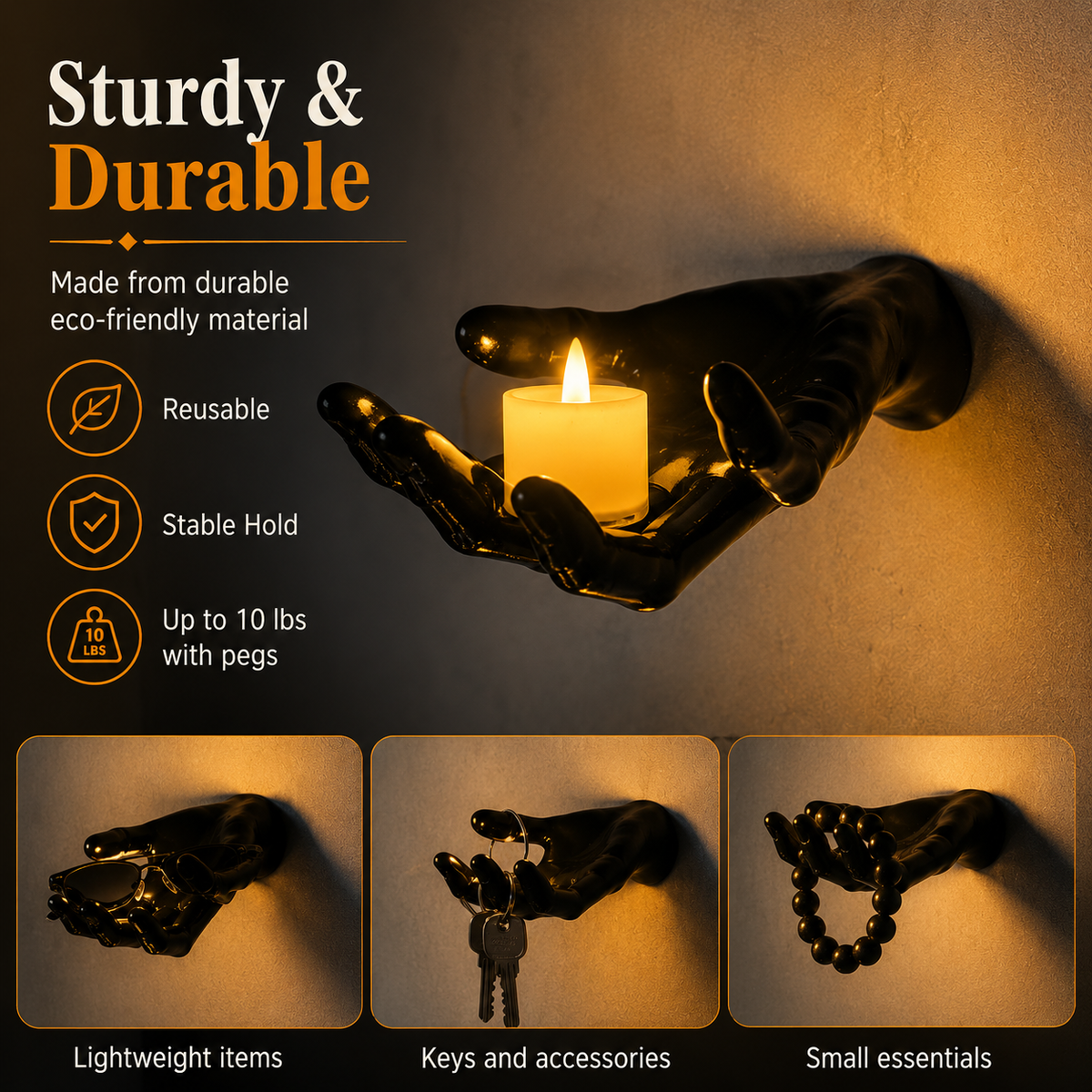 3-Pack Light-Up Creepy Halloween Hands Wall Décor