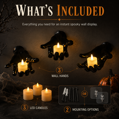 3-Pack Light-Up Creepy Halloween Hands Wall Décor