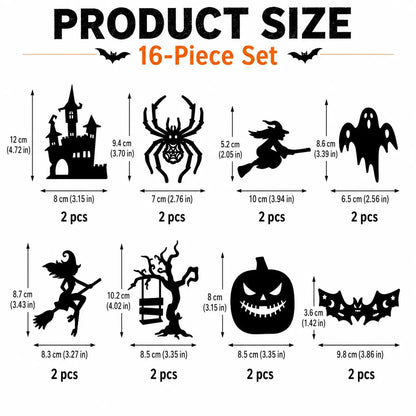 Halloween LED Silhouette Wall Light Stickers – Battery-Powered Waterproof Peel & Stick Window Decor
