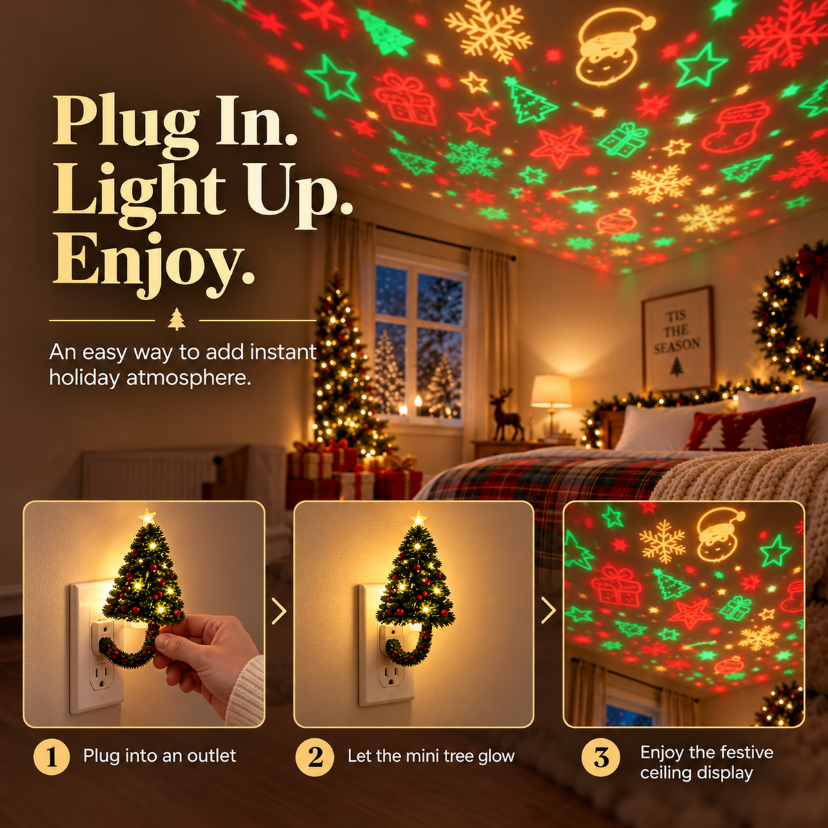 【 Limited 5% discount🎄& Free Shipping🎁】Christmas Tree Projector Night Light✨