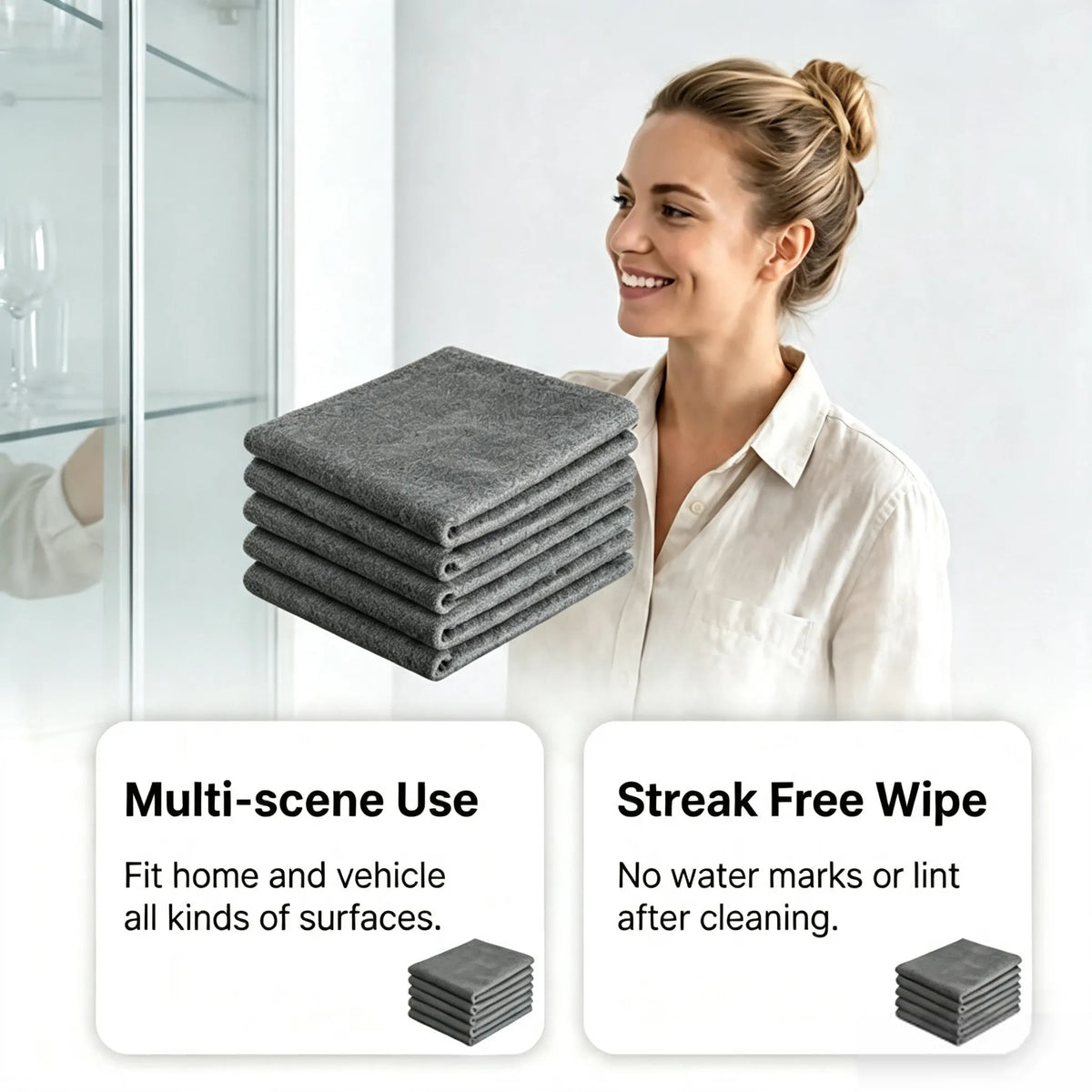 ✨Water Only Magic Cleaning Cloth🧺Streak-Free Microfiber Rag Multi-scene Lint-Free Household & Car Cleaning Towel
