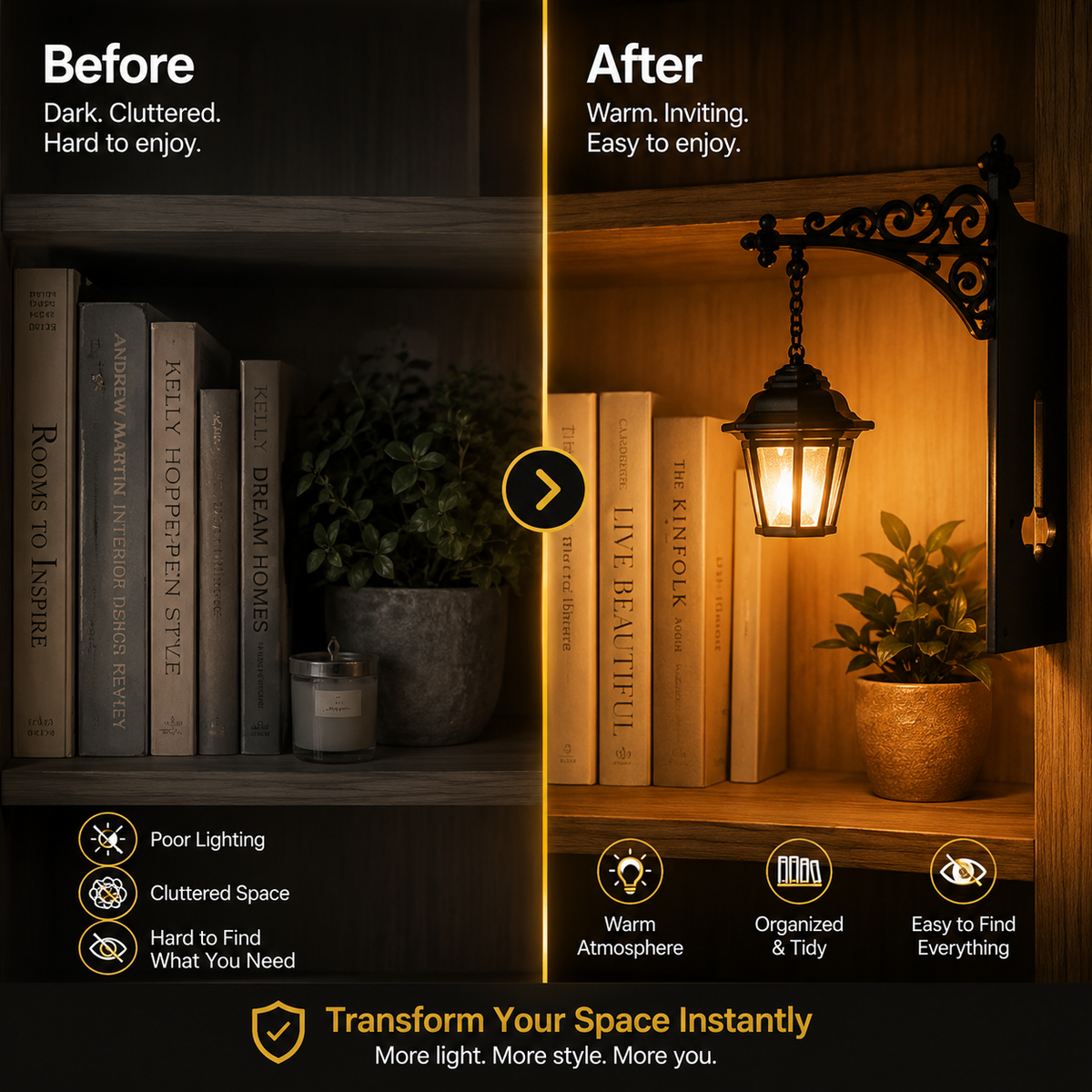 Library Lanterns - Decorative Bookshelf Lighting