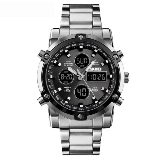 Waterproof Military Watch for Men – Analog-Digital, Stainless Steel & Shock-Resistant 🛡️
