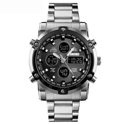 Waterproof Military Watch for Men – Analog-Digital, Stainless Steel & Shock-Resistant 🛡️
