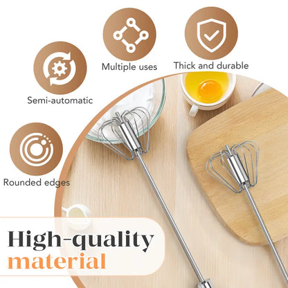 🥄✨ 10 inch Stainless Steel Hand-Push Rotary Whisk – Effortless Mixing in Seconds!