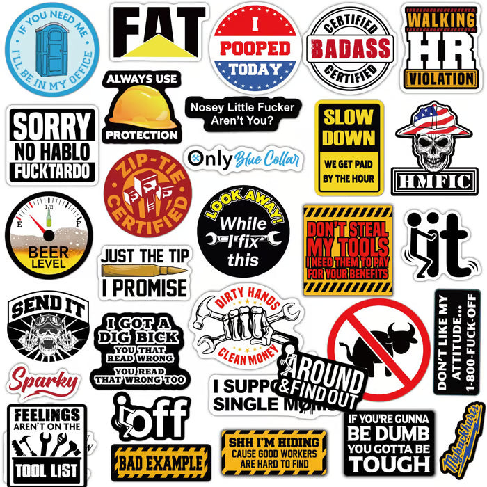 🔥2026 Summer Sale - 55Pcs Blue Collar Funny Stickers 👷‍♂️