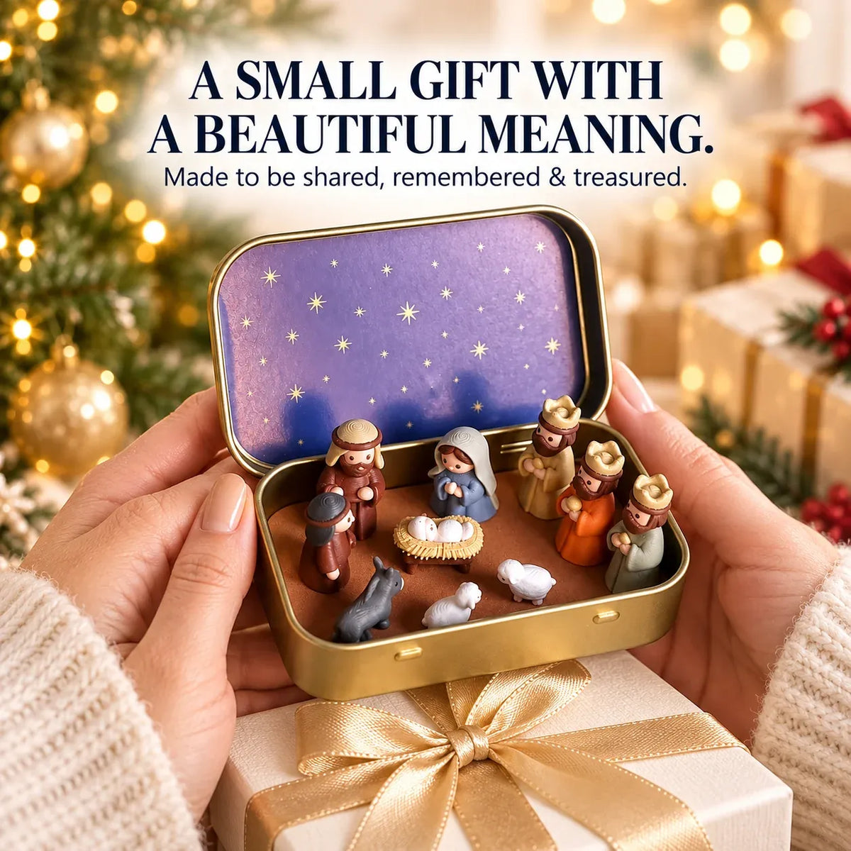 ✨ Portable Mini Nativity Scene in Keepsake Tin – Pocket-Size Christmas Manger Set