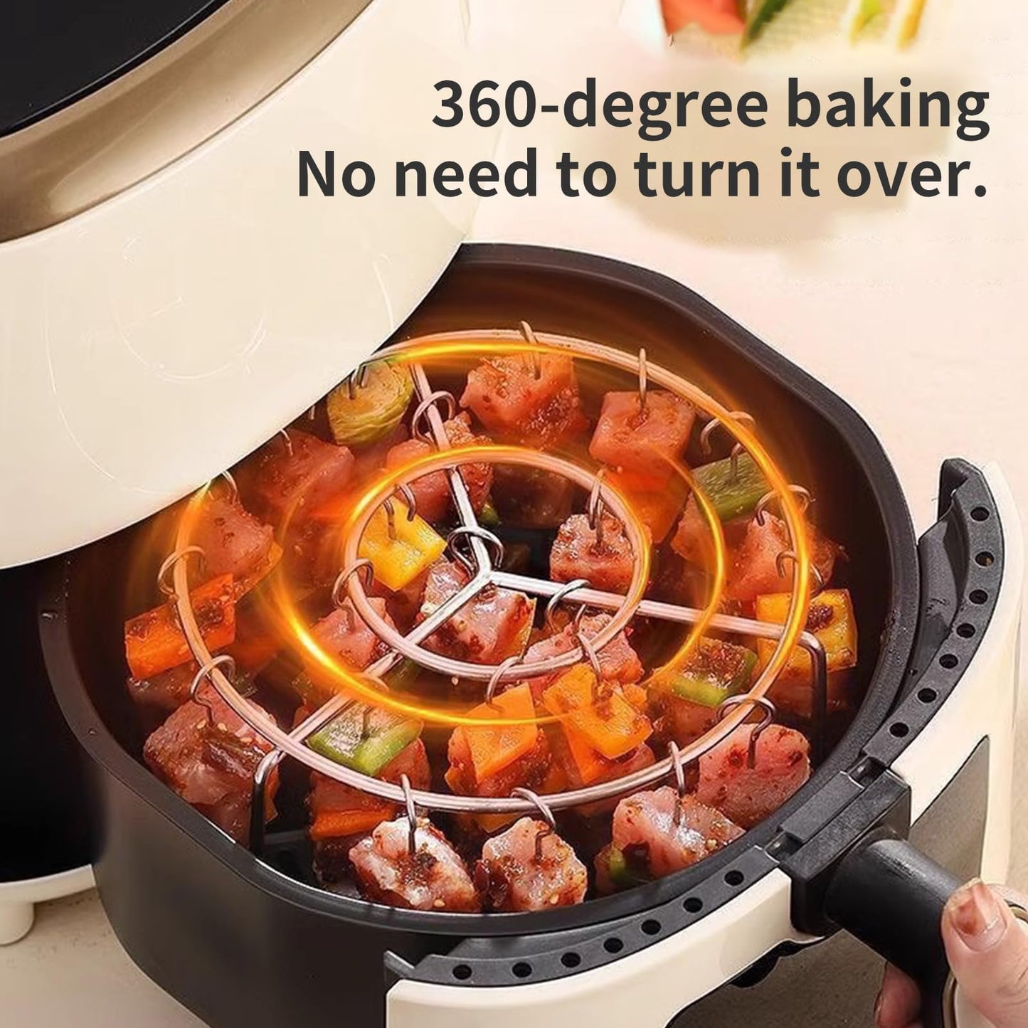 Rejilla para brochetas de freidora de aire con 24 brochetas verticales de acero inoxidable
