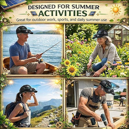 ☀️ OFERTA ESPECIAL 2026 Gorra de Refrigeración Profesional para Exteriores – Gorra con Ventilador de Energía Dual Solar + USB con Protección Solar UPF 50+