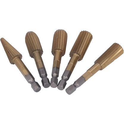 🔥HOT SALE🔥⚡5‐Pack High‐Speed‐Steel Hex‐Shank Rotary File Burr Set