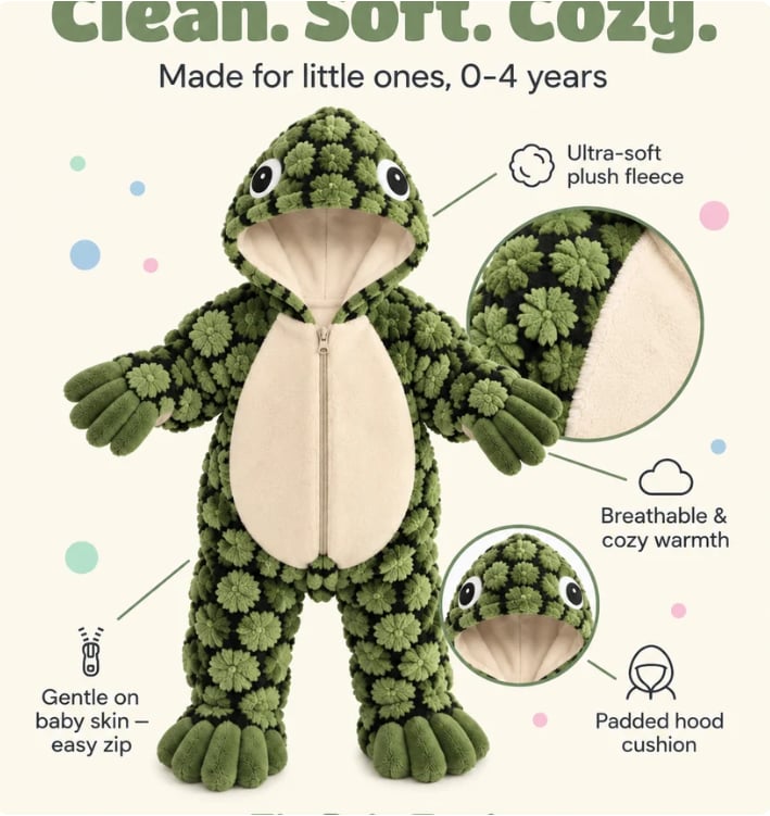 Little Turtle - Plush Baby Onesie