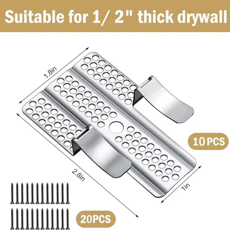 10 Pack Drywall Repair Clips, 1/2 inch Drywall Fastener Clip with 20 Screws