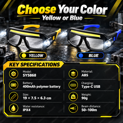 ✨Rechargeable LED head torch in glasses style