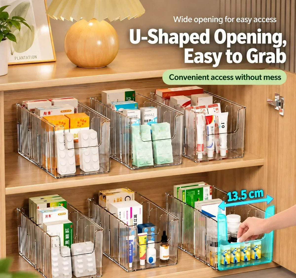 🗄️ 50% OFF! Transparent Extendable Storage Organiser – adjustable 24.5–43cm, clear PET walls let you see every item at a glance. Perfect for medicines, supplements & toiletries – no more rummaging! 🏠✨