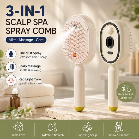 Cepillo Eléctrico Desenredante 3 en 1 para Frizz y Masaje de Cuero Cabelludo