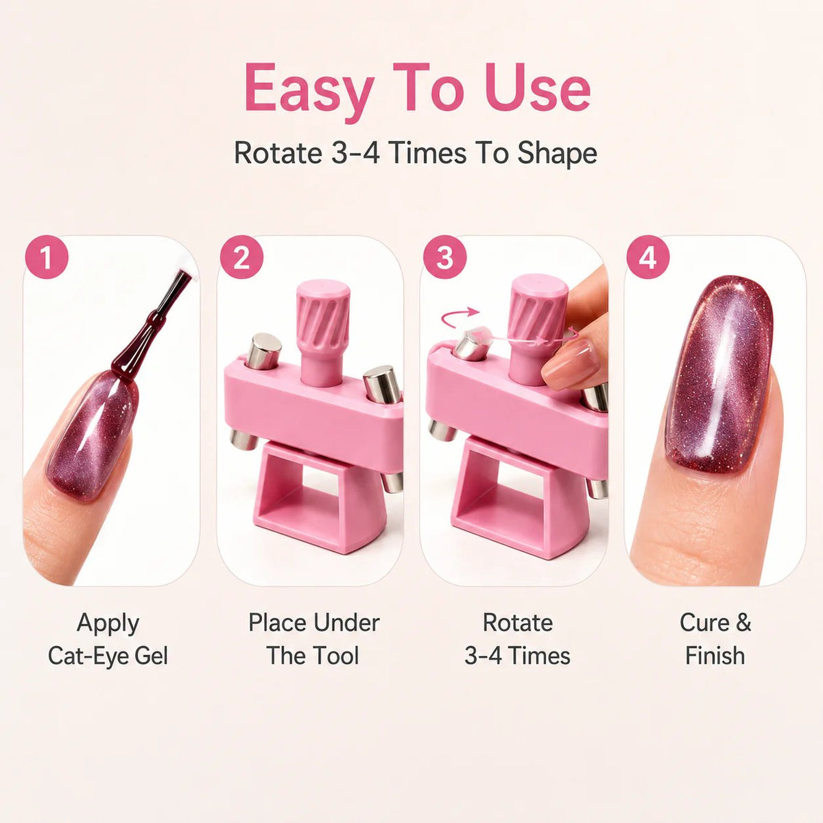 Glass Bead Cat-Eye Nail Magnet Tool | 3D Cat-Eye Manicure Tool