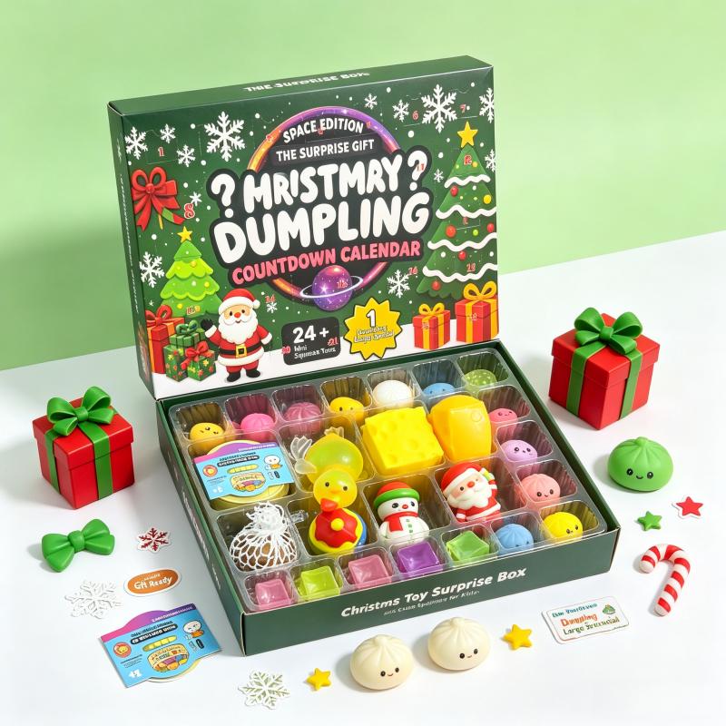 Christmas Squishy Advent Calendar Bundle | Halloween & Holiday Fidget Toy Countdown Calendars, 24 Surprise Squishies Each