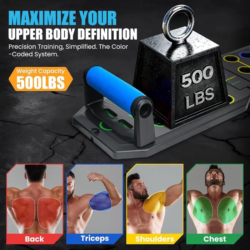 🔥Enhanced Push-up Board Fitness Kit with 30 Holes-Portable Home Exercise Equipment