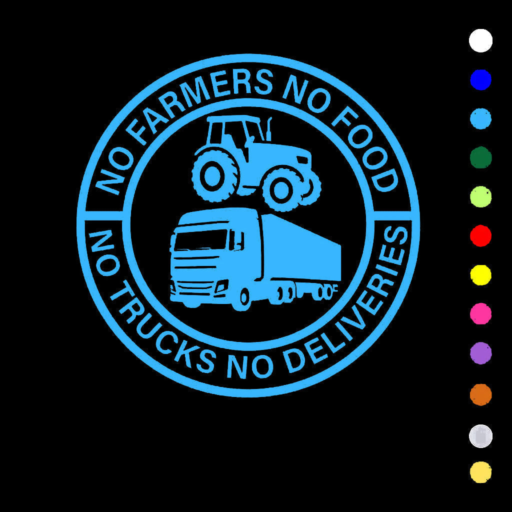🔥While Supplies Last 50% OFF!🎉 No Farmers No Food No Trucks No Deliveries Vinyl Sticker – 140mm Decal