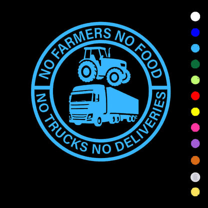 🔥While Supplies Last 50% OFF!🎉 No Farmers No Food No Trucks No Deliveries Vinyl Sticker – 140mm Decal